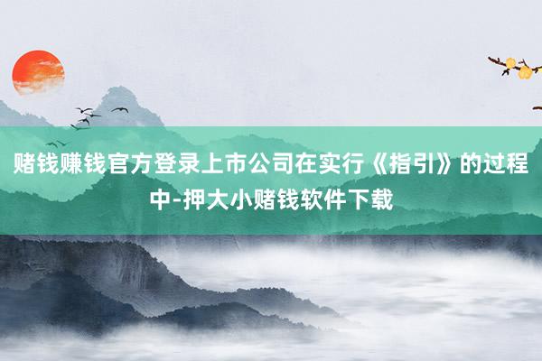 赌钱赚钱官方登录上市公司在实行《指引》的过程中-押大小赌钱软件下载